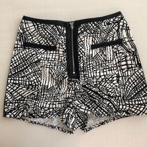 High waisted black and white shorts